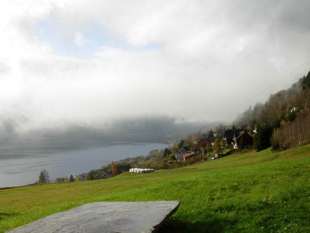 Utsikten til Vossevangen fra Voss Folkemuseum ved Mølstertunet